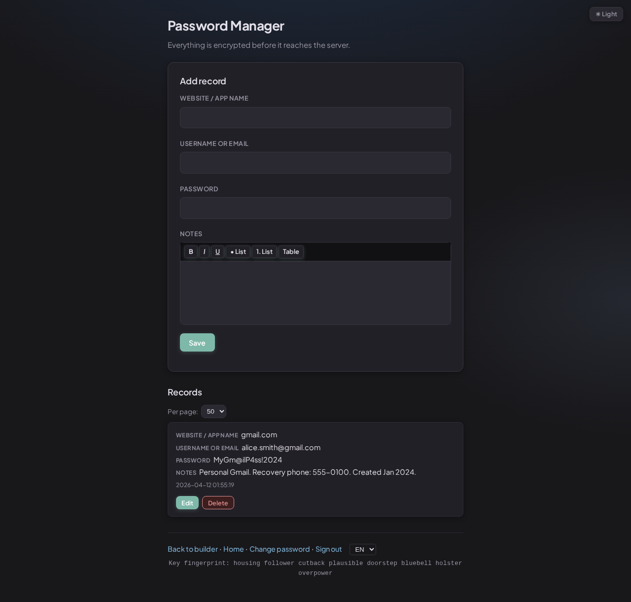 Bob sees Alice's entry