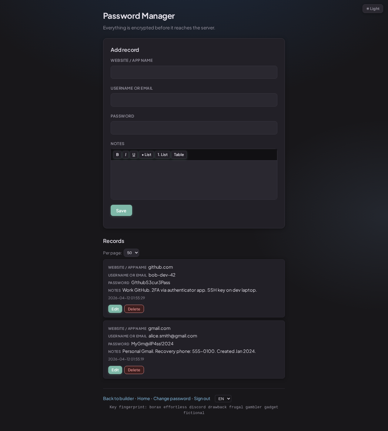 Alice sees both entries