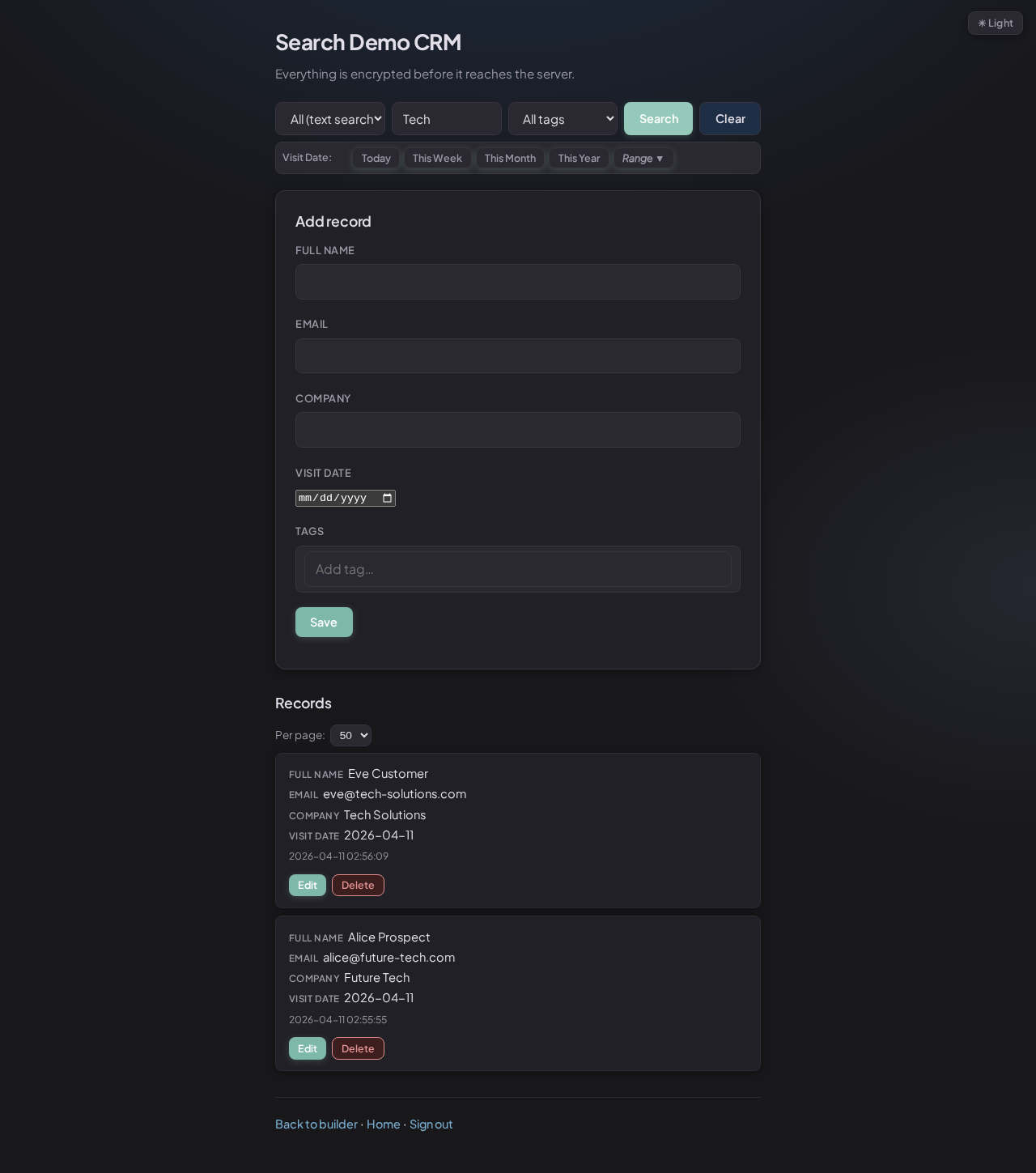 Full text search results